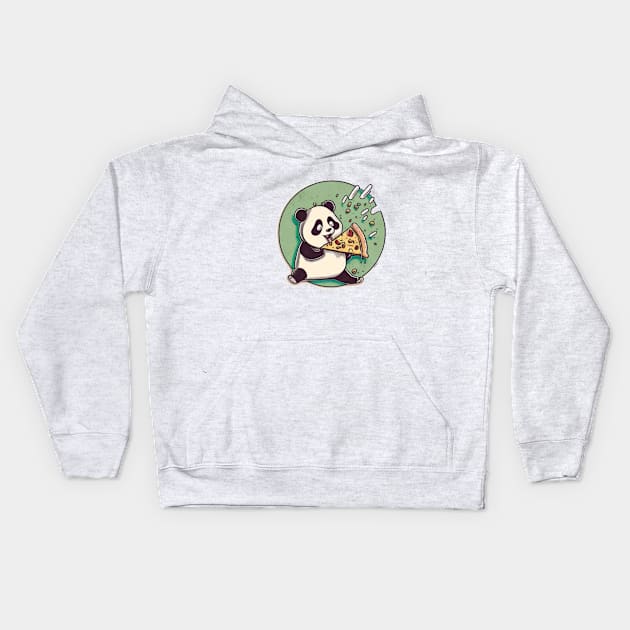 Cartoon Adorable Kawaii Panda Cute Eats Pizza Kids Hoodie by kiddo200